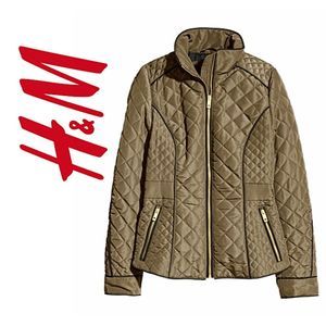 H&M Army Green Quilted Jacket Sz 2